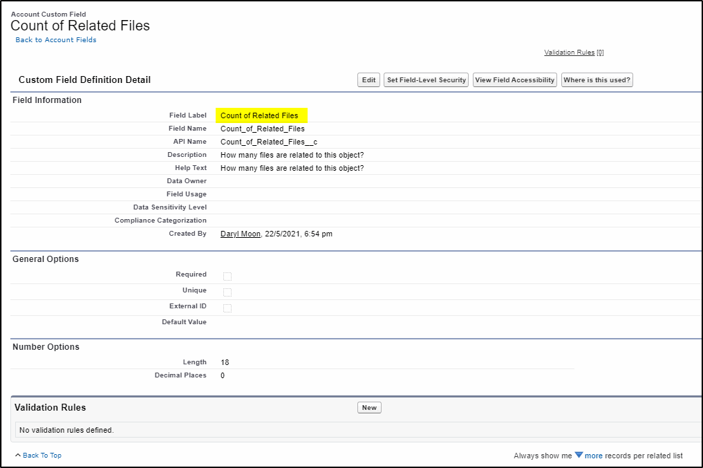 Count files on a Salesforce record - custom field